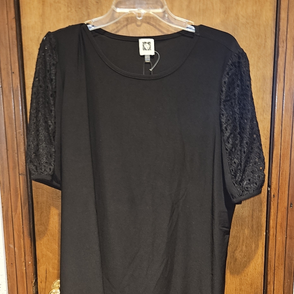 Anne Klein Black Short Sleeve Tunic Women's Plus Size 2XL New With Tags